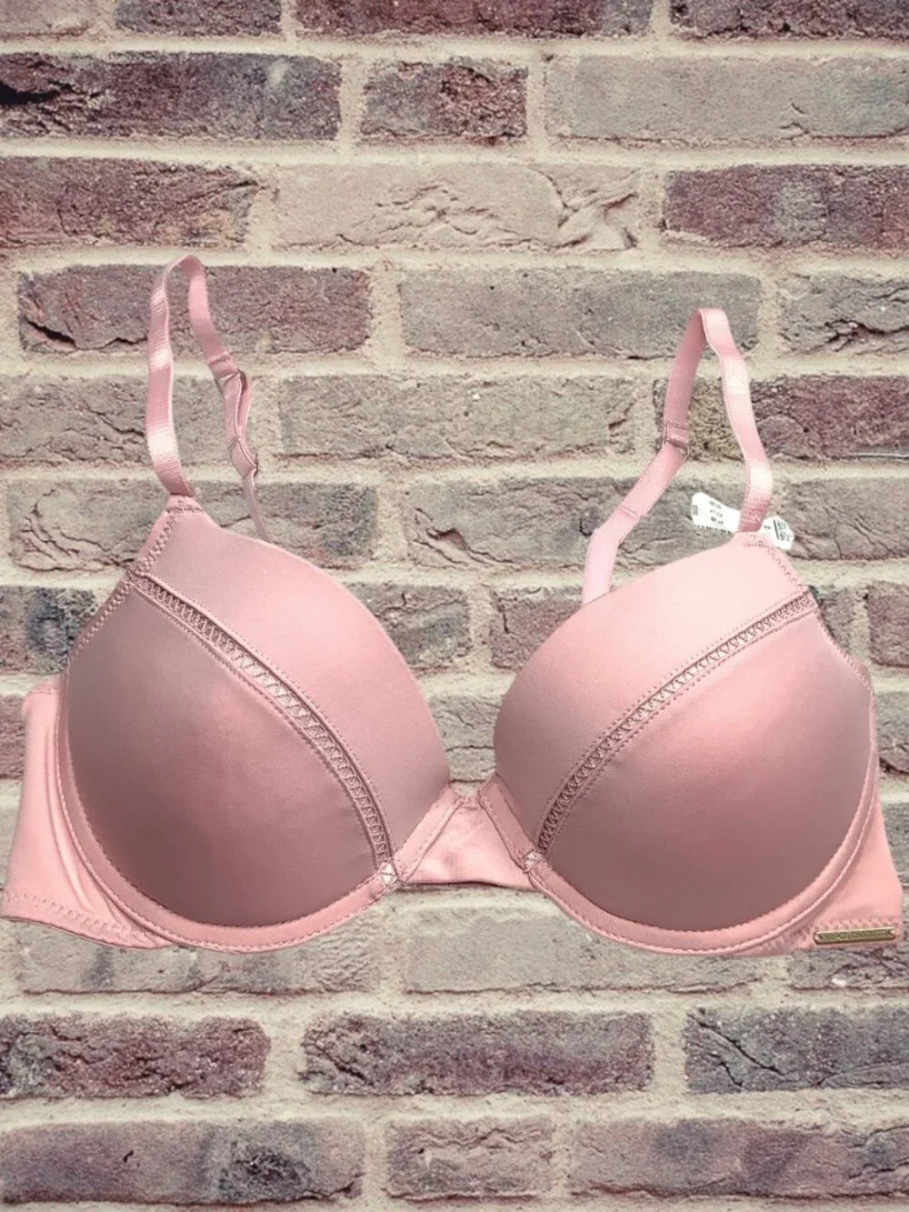 NWT Vince Camuto Push Up Bra 34C Pink Logo Lined Adjustable Underwire VC051033